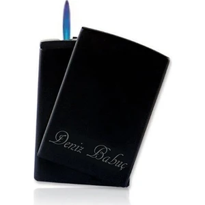 Hediye Shop Kişiye ve Isme Özel Izgaralı Metal Siyah Çakmak