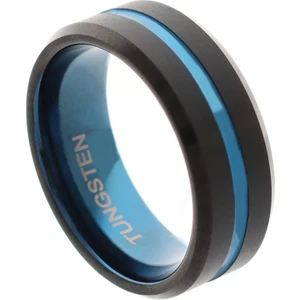 Erkek Tungsten Mavi Renk Detay Yüzük