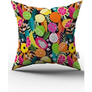 Cango Home Çift Taraflı Sarı Çok Renkli Meyve Desenli Dijital Baskılı Kırlent Kılıfı CGH1101