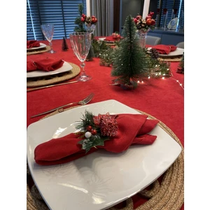 Decamor Home Dertsiz Kadife Dokulu Kırmızı Peçete  6 AD