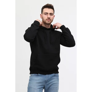 Siyah Üç Iplik Ünisex Kapüşonlu Sweatshirt