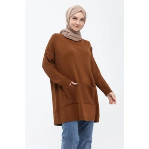 Kadın Çift Cepli Tesettür Uzun Tesettür Triko Tunik 4305