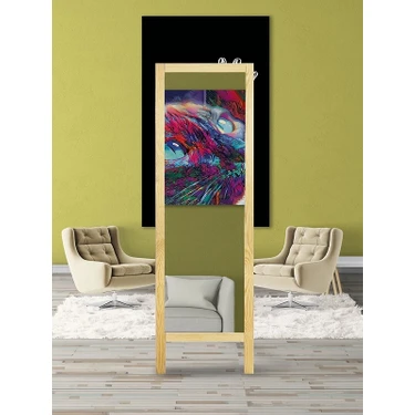 Hediyeset Natürel Ahşap Ayaklı Boy Aynası 145X40CM Dekoratif Ahşap Çerçeve ile Modern