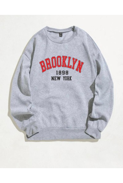 Afro Giyim Unisex Oversize Brooklyn 1898 Yazılı Baskılı Sweatshirt
