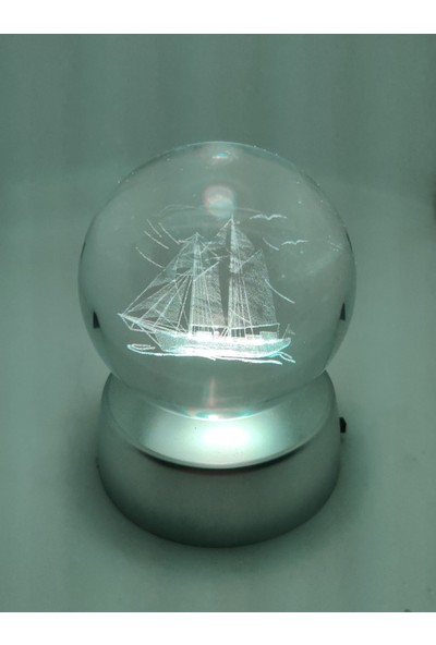 Ascellus 3D Gemi Işıklı Cam Küre
