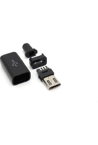 Vigor Micro USB 5 Pin Erkek Soket Mikro USB Şarj Giriş Soketi B Tipi Konnektör Siyah - 10 Adet