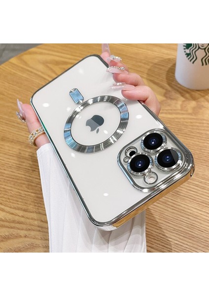 Apple iPhone 14 Pro Max Kılıf Magsafe Kamera Lensli Korumalı Şeffaf Silikon Kapak
