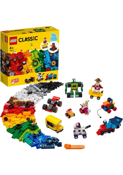 LEGO® Classic Yapım Parçaları ve Tekerlekler 11014- 4 Yaş ve Üzeri Çocuklar İçin Genç Zihinleri Harekete Geçirecek Eğlenceli Tekerlekli Modeller İçeren Yaratıcı Oyuncak Yapım Seti (653 Parça)