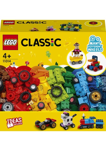 LEGO® Classic Yapım Parçaları ve Tekerlekler 11014- 4 Yaş ve Üzeri Çocuklar İçin Genç Zihinleri Harekete Geçirecek Eğlenceli Tekerlekli Modeller İçeren Yaratıcı Oyuncak Yapım Seti (653 Parça)