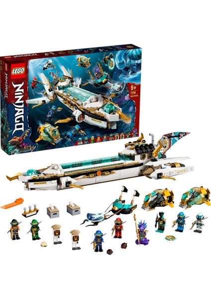 NINJAGO® Hidro Gemi 71756 - 9 Yaş ve Üzeri Çocuklar İçin NINJAGO Kai ve Lloyd#u İçeren Yaratıcı Oyuncak Yapım Seti (1159 Parça)