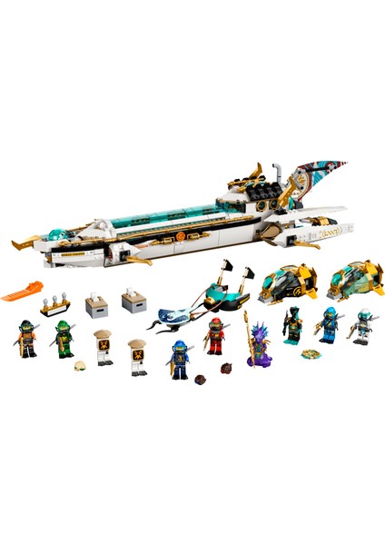 NINJAGO® Hidro Gemi 71756 - 9 Yaş ve Üzeri Çocuklar İçin NINJAGO Kai ve Lloyd#u İçeren Yaratıcı Oyuncak Yapım Seti (1159 Parça)