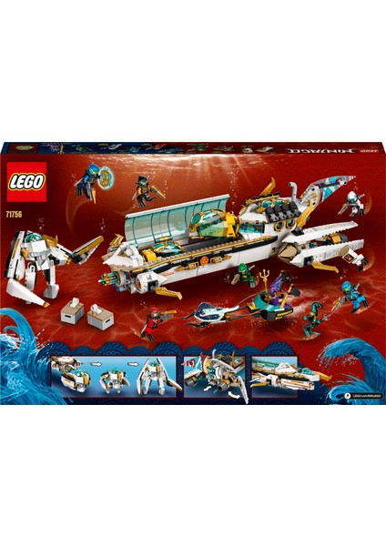 NINJAGO® Hidro Gemi 71756 - 9 Yaş ve Üzeri Çocuklar İçin NINJAGO Kai ve Lloyd#u İçeren Yaratıcı Oyuncak Yapım Seti (1159 Parça)