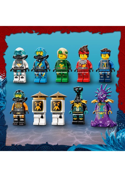 NINJAGO® Hidro Gemi 71756 - 9 Yaş ve Üzeri Çocuklar İçin NINJAGO Kai ve Lloyd#u İçeren Yaratıcı Oyuncak Yapım Seti (1159 Parça)