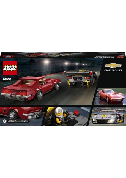 Speed Champions Chevrolet Corvette C8.r Yarış Arabası ve 1968 Chevrolet Corvette 76903 - Çocuklar İçin Oyuncak Araba Model Yapım Seti (512 Parça)