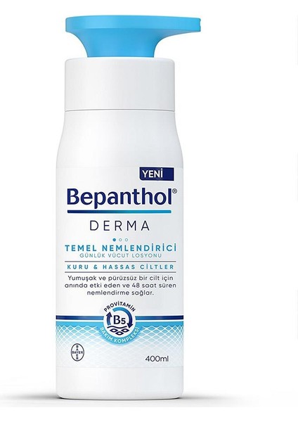 Bepanthol derma Temel Nemlendirici Günlük Vücut Losyonu 400 ml Kuru ve Hassas Ciltler - V736