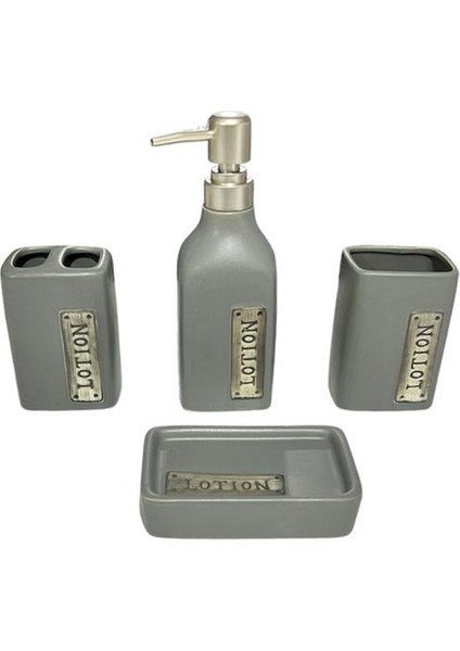 Seramik Banyo Takımı 4 Parça Arco Stone 13696 Gri