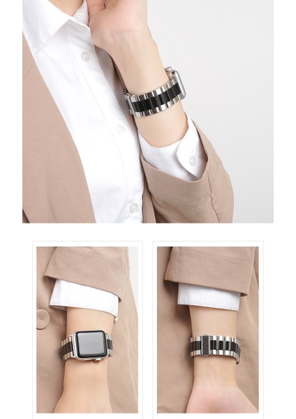 Apple Watch Lüks Metal 38/40/41 mm Seri 10 42mm Uyumlu Çelik Ayarlanabilir Pimli Kordon indirimleri