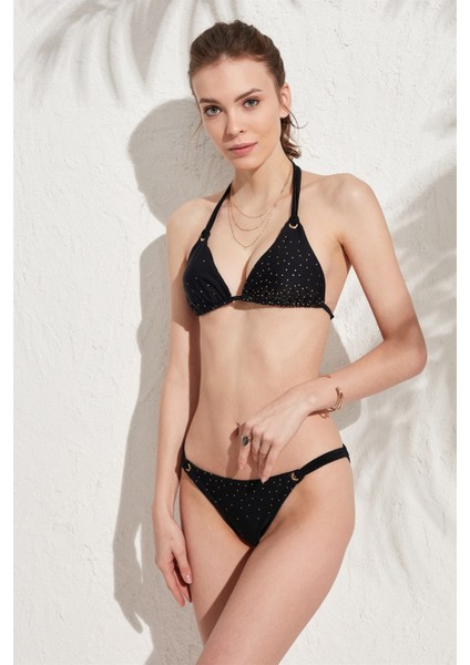 Taş Detaylı Üçgen Bikini Takım Siyah 207950 modelleri