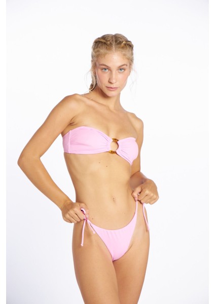 Pierre Cardin Ortası Halkalı Soft Straplez Brazilian Bikini Takım Pembe 217317