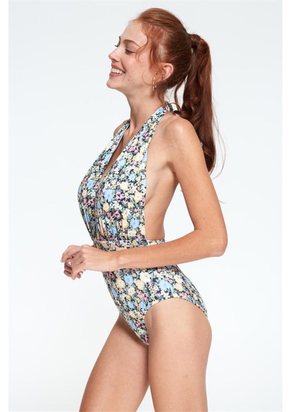 Kadın Boyundan Bağlı Çiçek Desenli Soft Mayo 227101 fırsatları