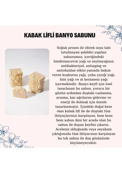 Kabak Lifli Banyo Sabunu, %100 Doğal, Vegan Ve El Yapımı, 1 ADET ve 100±5 gr.