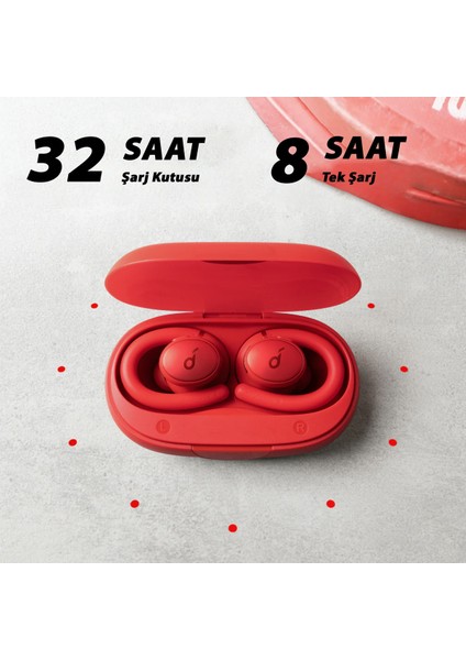 Soundcore Sport X10 TWS Bluetooth 5.2 Kablosuz Kancalı Spor Kulaklık - IPX7 Suya Dayanıklı - Kırmızı - A3961 (Anker Türkiye Garantili) fırsatları
