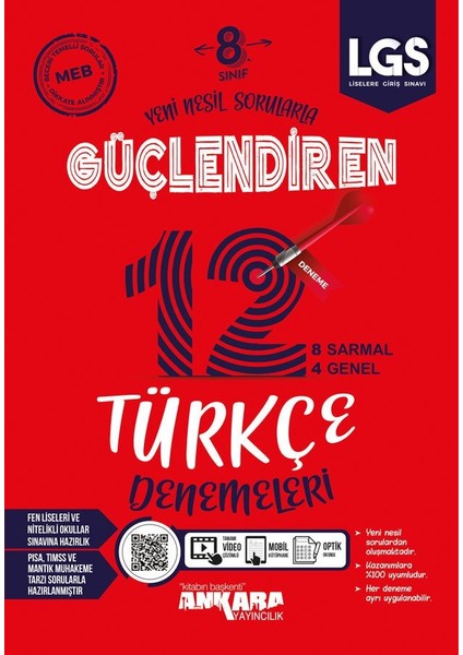 8.Sınıf LGS Türkçe Güçlendiren Denemeleri (12 Adet)