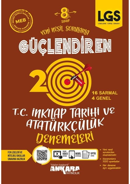 8.Sınıf LGS Inkılap Tarihi Güçlendiren Denemeleri (20 Adet)