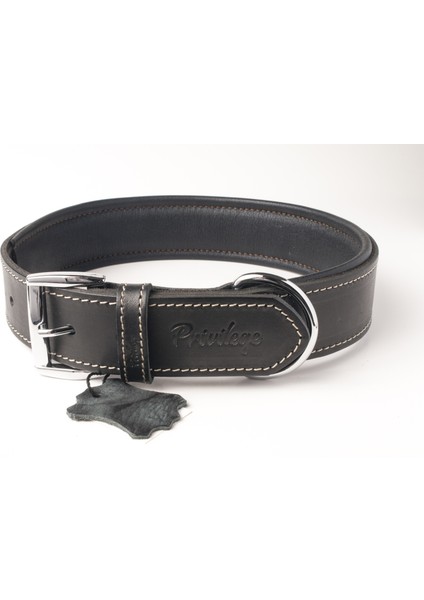 Hakiki Yağlı Deri Köpek Boyun Tasması L Siyah 3X47-56 cm
