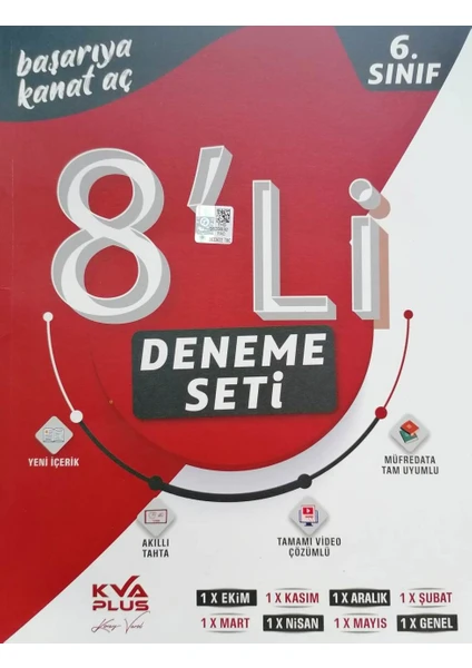 Koray Varol Akademi  Plus 6.Sınıf 8'li Deneme Seti Kırmızı Seri 6.Sınıf