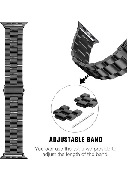 Apple Watch Lüks Metal 42/42/44/45/49 mm Paslanmaz Çelik Ayarlanabilir Pimli Kordon modelleri