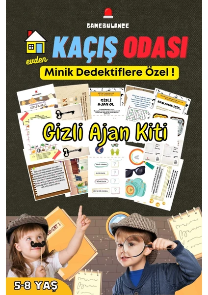 Evden Kaçış Odası / Gizli Ajan Kiti / Dedektif Oyunu / Dedektif / Bilmeceler / 5-8 Yaş Çocuk Oyunu