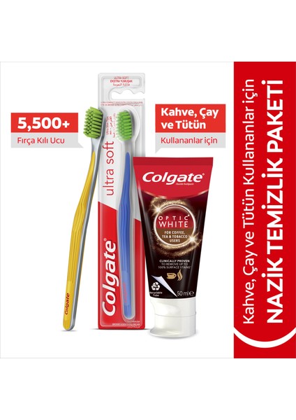 Optic White Kahve,çay ve Tütün Kullananlar Için 50ML + Ultra Soft Yumuşak Diş Fırçası