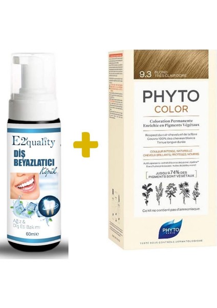 E2'Quality Diş Köpüğü + Phyto Phytocolor Bitkisel Saç Boyası 9.3 - Açık Sarı Dore Yeni Formül