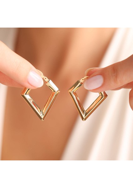 14 Ayar Altın Halka Küpe Bomb Triangle