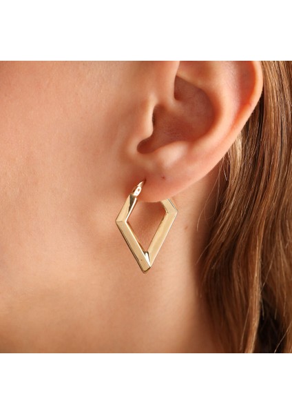 14 Ayar Altın Halka Küpe Bomb Triangle modelleri