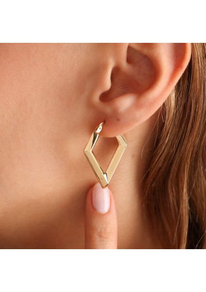 14 Ayar Altın Halka Küpe Bomb Triangle fırsatları