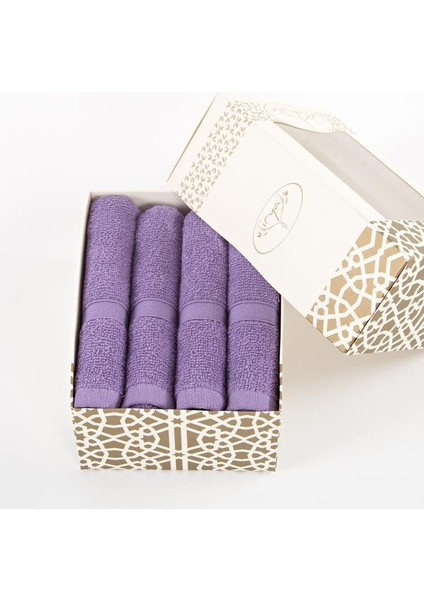 Violet %100 Pamuk 4'lü El Havlusu Seti Mor 30x50