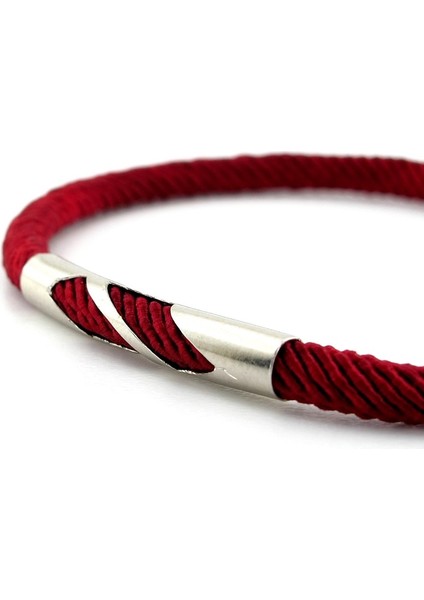 Bordo Örgü Ipli Metal Çentik Mıknatıslı Erkek Bileklik M027J modelleri