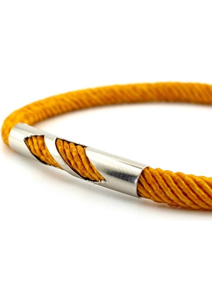 Hardal Sarı Örgü Ip Metal Çentik Mıknatıslı Erkek Bileklik M027K modelleri