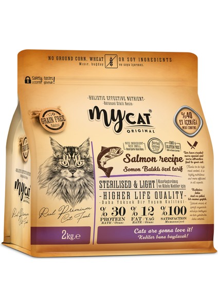 Mycat Az Tahıllı Somon Balıklı Sterilised Kedi Maması(2kg)