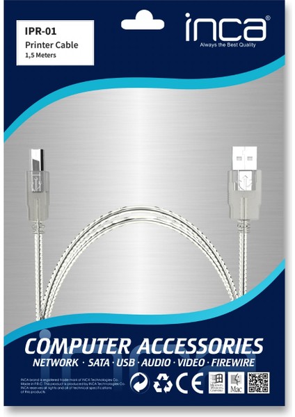 IPR-01 USB 2.0 Bakır Printer Kablosu 1.5m