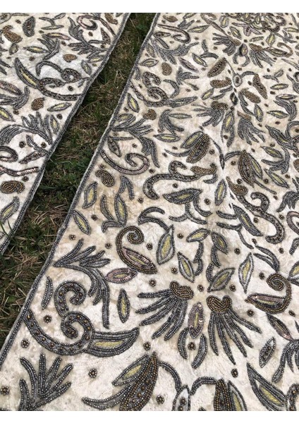 El İşi Otantik Işlemeli Boncuklu Taşlı Kadife Masa Koltuk Örtüsü Takımı 5 Parça 004 indirimleri