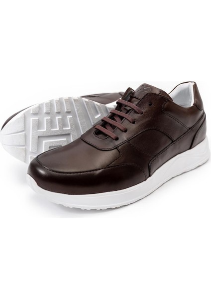 Erkek Kahverengi Hakiki Deri Sneaker Ayakkabı fırsatları