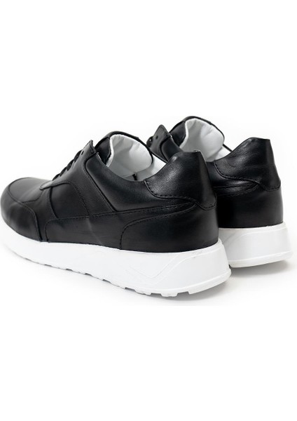 Erkek Siyah Hakiki Deri Sneaker Ayakkabı modelleri