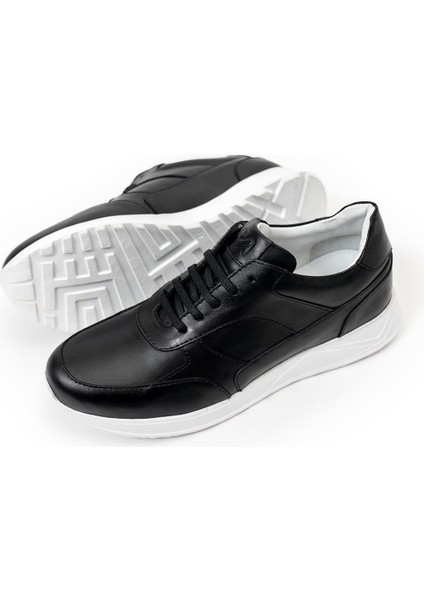 Erkek Siyah Hakiki Deri Sneaker Ayakkabı fırsatları