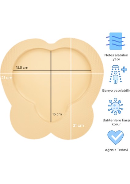 LUOFUCON® Silikon Jel Yapışkanlı Köpük Sakrum Kalça Yara Örtüsü Bası ve Yatak Yarası si 1'li