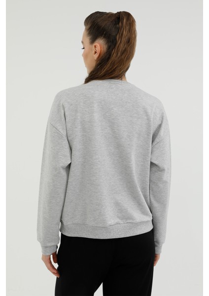 W-SN79 Basic C Neck Sweat Gri Melanj Kadin Sweatshirt fiyatları