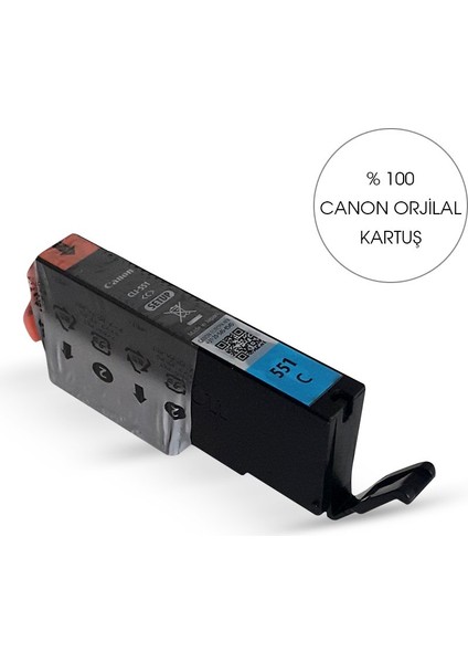 Orijinal Canon Clı 551 Mavi Kartuş -Sistemine Uyumlu Delinmiş Şekilde