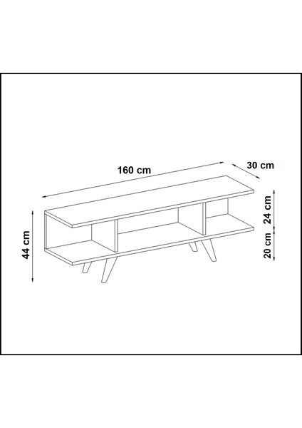 Ankara Mobilya Eko Ceviz Ahşap Ayaklı 160 cm Tv Sehpası